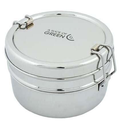 A Slice of Green Lunchbox Brotbox Food Canister Edelstahl Doppeldecker Rund Chapra A Slice of Green Lunchbox Brotbox Food Canister Edelstahl Doppeldecker Rund Chapra von A Slice of Green
