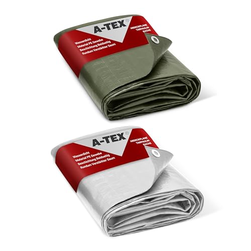 A-TEX® Abdeckplane 140 g/m² (Grün, 6 x 8 m) | Verschiedene Stärken, Größen und Farben wählbar | Plane mit Ösen | Gewebeplane Gartenplane Zelt Holzplane | wasserdicht | reißfest | UV-stabilisiert von A-TEX