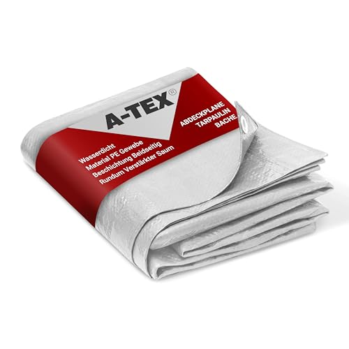 A-TEX® Abdeckplane 90g/m² (Weiß 3 x 4 m) | Verschiedene Stärken, Größen und Farben wählbar | Plane mit Ösen | Gewebeplane Gartenplane Bauplane Schutzplane | wasserdicht | reißfest | UV-stabilisiert von A-TEX