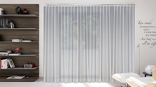 A-TEXTILE-24 Gardinen nach Maß Voile Maßanfertigung, Vorhang nach Maß, Vorhänge nach Maß, Fenster, Automatik-Faltenband, 3er Falte, Faltenband (160cm Höhe x 600cm Breite) von A-TEXTILE-24