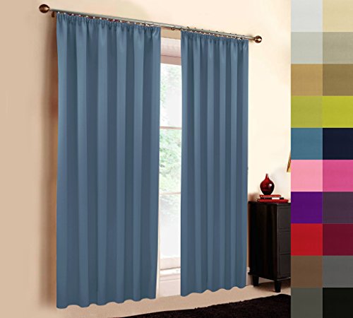 A-TEXTILE-24 Hochqualitativer Verdunkelungsvorhang nach Maß, Kräuselband, auf Maß vorhänge, Maßanfertigung, Gardinen nach Maß, Vorhang, Blau (Höhe: 260cm x Breite: 145cm) von A-TEXTILE-24