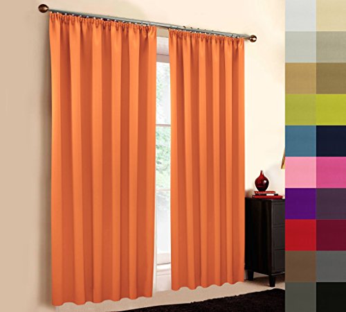 A-TEXTILE-24 Hochqualitativer Verdunkelungsvorhang nach Maß, Kräuselband, auf Maß vorhänge, Maßanfertigung, Gardinen nach Maß, Vorhang, Light Orange (Höhe: 230cm x Breite: 145cm) von A-TEXTILE-24