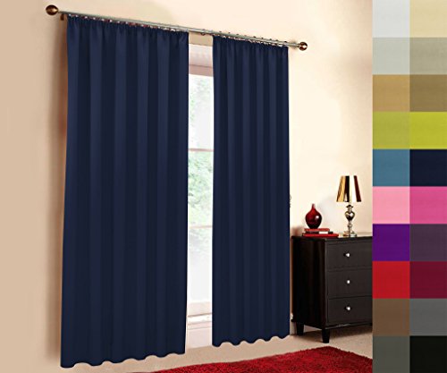 A-TEXTILE-24 Hochqualitativer Verdunkelungsvorhang nach Maß, Kräuselband, auf Maß vorhänge, Maßanfertigung, Gardinen nach Maß, Vorhang, Navy (Höhe: 175cm x Breite: 145cm) von A-TEXTILE-24