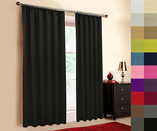 A-TEXTILE-24 Hochqualitativer Verdunkelungsvorhang nach Maß, Kräuselband, auf Maß vorhänge, Maßanfertigung, Gardinen nach Maß, Vorhang, Schwarz (Höhe: 165cm x Breite: 145cm) von A-TEXTILE-24