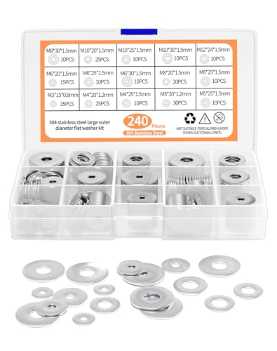 240 Stück Flache Unterlegscheiben Set Beilagscheiben Sortiment 15 Größen M3 M4 M5 M6 M8 M10 M12 Sicherungsscheiben Aus 304 Edelstahl Karosseriescheiben in Sortimentskasten für Schrauben von A aBlumen