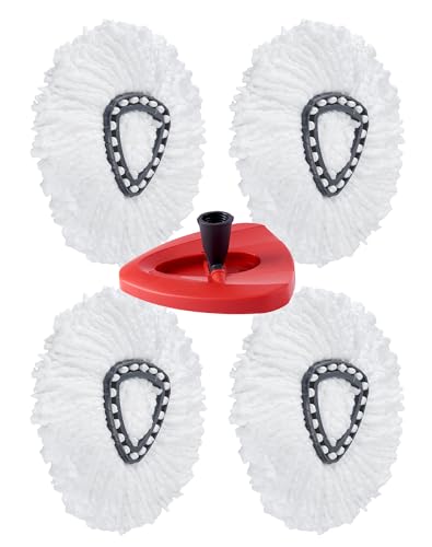 4 Stück Wischmopp Ersatzköpfe mit Kunststoffbasis für Vileda Turbo 2in1 Mop, Wischmop Ersatzbezug, Mikrofaser Wischmob Ersatzmop Moppköpfe für Vileda Bodenwischer und EasyWring Clean Mopp von A aBlumen