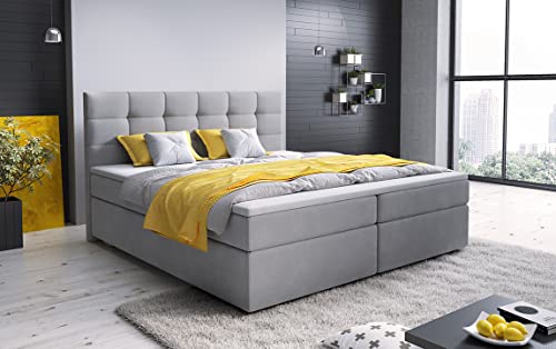 A-dekor home Boxspringbett Fenix Hotelbett, kontinentales Bett, Designerbett, 140/160/180x200cm, viele Farbvarianten, Zwei Bettkasten, Bonell Matratze, Topper (Cosmic 160 Hellgrau, 180 x 200 cm) von A-dekor home