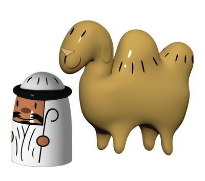 Krippenfigur Amir & Camelus keramik bunt Set aus 2 Figuren - Alessi - Bunt von Alessi