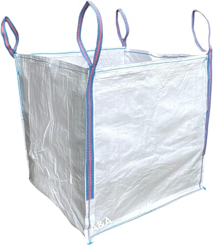 A&A SUPPLIES UK – 1 Tonne Bausack, 85 x 85 x 85 cm, FIBC, große Jumbo-Tonnen-Säcke, Gartenabfallsack, Müll, strapazierfähig, industriell gewebtes Material, Container-Lagerung (1 Beutel) von A&A SUPPLIES UK
