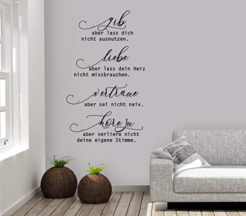 A&D-Foliendesign WANDTATTOO Spruch/Zitat ***Gib,Liebe,Vertraue,Höre zu*** (Größen und Farbauswahl) von A&D-Foliendesign