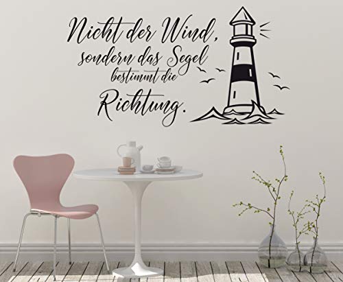WANDTATTOO Spruch/Zitat "Nicht der Wind, sondern das Segel bestimmt die Richtung!" - (Größen.- und Farbauswahl) von A&D-Foliendesign