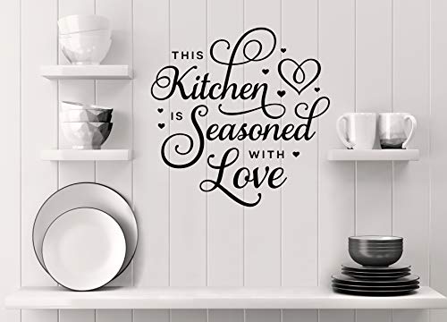 A&D-Foliendesign Wandtattoo Wandaufkleber - Spruch Küche ***This Kitchen is Seasoned with Love/Diese Küche ist gewürzt mit Liebe / 01***(Größen.- und Farbauswahl) von A&D-Foliendesign