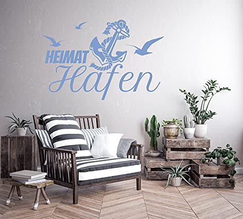 Wandtattoo Spruch - Heimat Hafen - Wandaufkleber Wandsticker Zuhause Anker mit Größen und Farbauswahl von A&D-Foliendesign