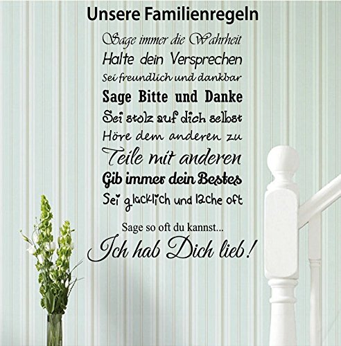 A&D Design - Wandtattoo FAMILIENREGELN - 30cm x 45cm - mit Farbauswahl von A&D design Deutschland