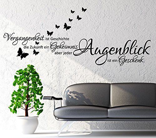 A&D Design - Wandtattoo Wandaufkleber Sprüche Zitate - Vergangenheit ist Geschichte inklusive Schmetterlinge- (Motiv 10, 120 cm) von A&D design Deutschland