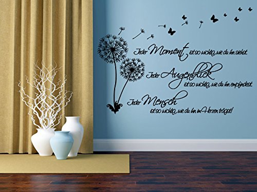 A&D design Deutschland WANDTATTOO Spruch ***Augenblicke & Momente + Pusteblume*** (Motiv 1, 80cm) von A&D design Deutschland