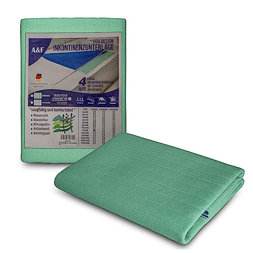 A&F Inkontinenzauflage 40x75 (1er Pack)-4 Schichten-Bis 26280ml/m² Saugkraft-Krankenunterlage waschbar-Inkontinenzunterlage waschbar-Matratzenauflage für Babybett und Kinderbett von A&F