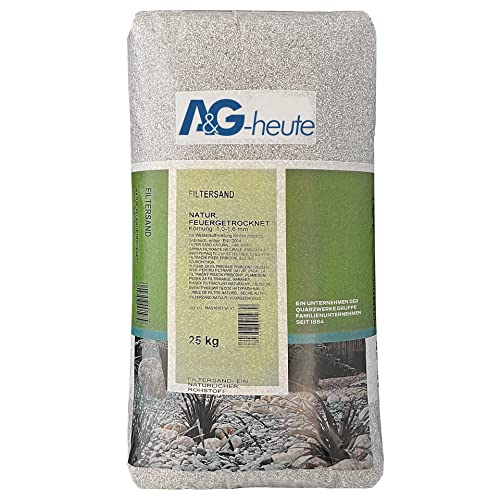 A&G-heute Min2C 25kg Filtersand Pool Körnung 1,0-1,6 mm Poolfilter Teichfilter Quarzsand für Sandfilteranlagen Feuergetrocknet Natur von A&G-heute