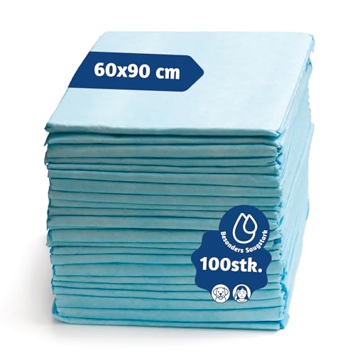A&G-heute 100 Stück 60 x 90 cm 6-lagig Zellstoff Krankenunterlagen | Hohe Saugleistung 570 ml Blau | Wickelunterlagen | Hygiene Inkontinenzunterlagen Einmal-Unterlagen | Tierunterlagen Trainingspads von A&G-heute