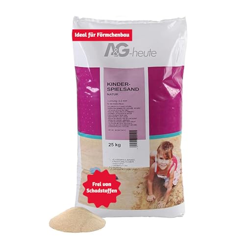 A&G-heute Min2C 25kg Spielsand Quarzsand | Fein gesiebt und geprüft | Hochwertiger Sand für Sandkasten Sandbox Kinderspiele Dekosand | Kinderspielsand Beige Qualität von A&G-heute