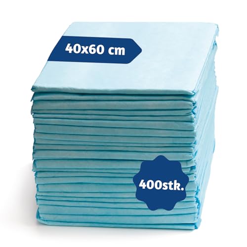 A&G-heute 400 Stück 40 x 60 cm 6-lagig Zellstoff Krankenunterlagen Saugleistung 235 ml Blau | Baby PIPI Matte Wickelauflage | Einmal-Unterlagen Inkontinenzauflagen | Puppy Pads Trainingspads von A&G-heute