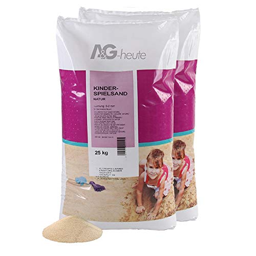 A&G-heute Min2C 50kg Spielsand Quarzsand für Kinderspielsand Sandkasten Sand Sandbox Dekosand geprüft gesiebt fein beige Qualität von A&G-heute
