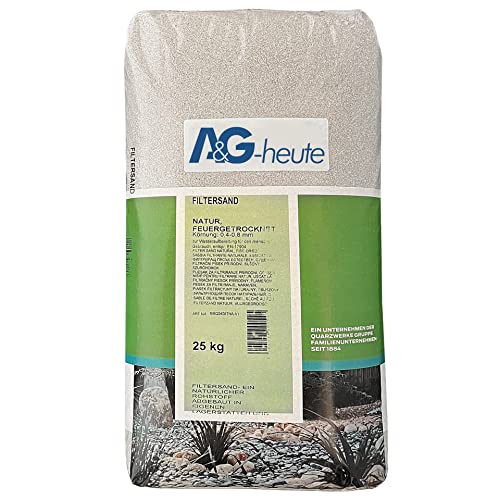 A&G-heute Min2C 25kg Filtersand Pool Körnung 0,4-0,8 mm Poolfilter Teichfilter Quarzsand für Sandfilteranlagen Feuergetrocknet Natur von A&G-heute