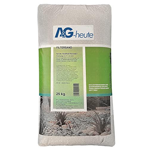 A&G-heute Min2C 25kg Filtersand Pool Körnung 0,7-1,2 mm Poolfilter Teichfilter Quarzsand für Sandfilteranlagen Feuergetrocknet Natur von A&G-heute