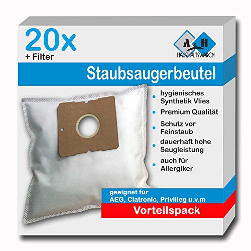 20 Staubsaugerbeutel geeignet für SEVERIN BC 7045 S Power Snow white | snowwhite | BC 7041 | BC 7044 | BC 7046 | BC 7055 | BC 7056 |ALDI QUIGG 5390 | SB 7218 von A&H Haushaltswaren