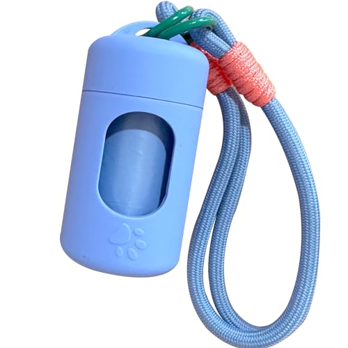 A&H ZIER Kotbeutelhalter mit tragbarem, buntem Umhängeband, weicher Hundekotbeutelspender, kompatibel mit jedem Hundezubehör, Hellblau von A&H Zier