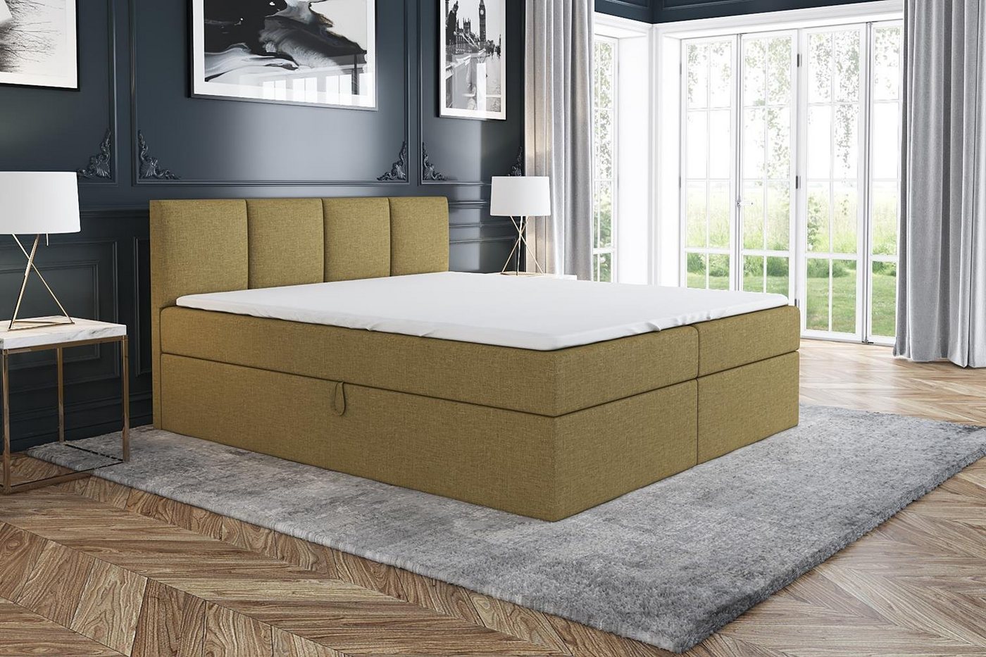 A&J MöbelLand GmbH Boxspringbett ABI mit 2 Bettkästen, Bonell-Matratze und Topper. von A&J MöbelLand GmbH