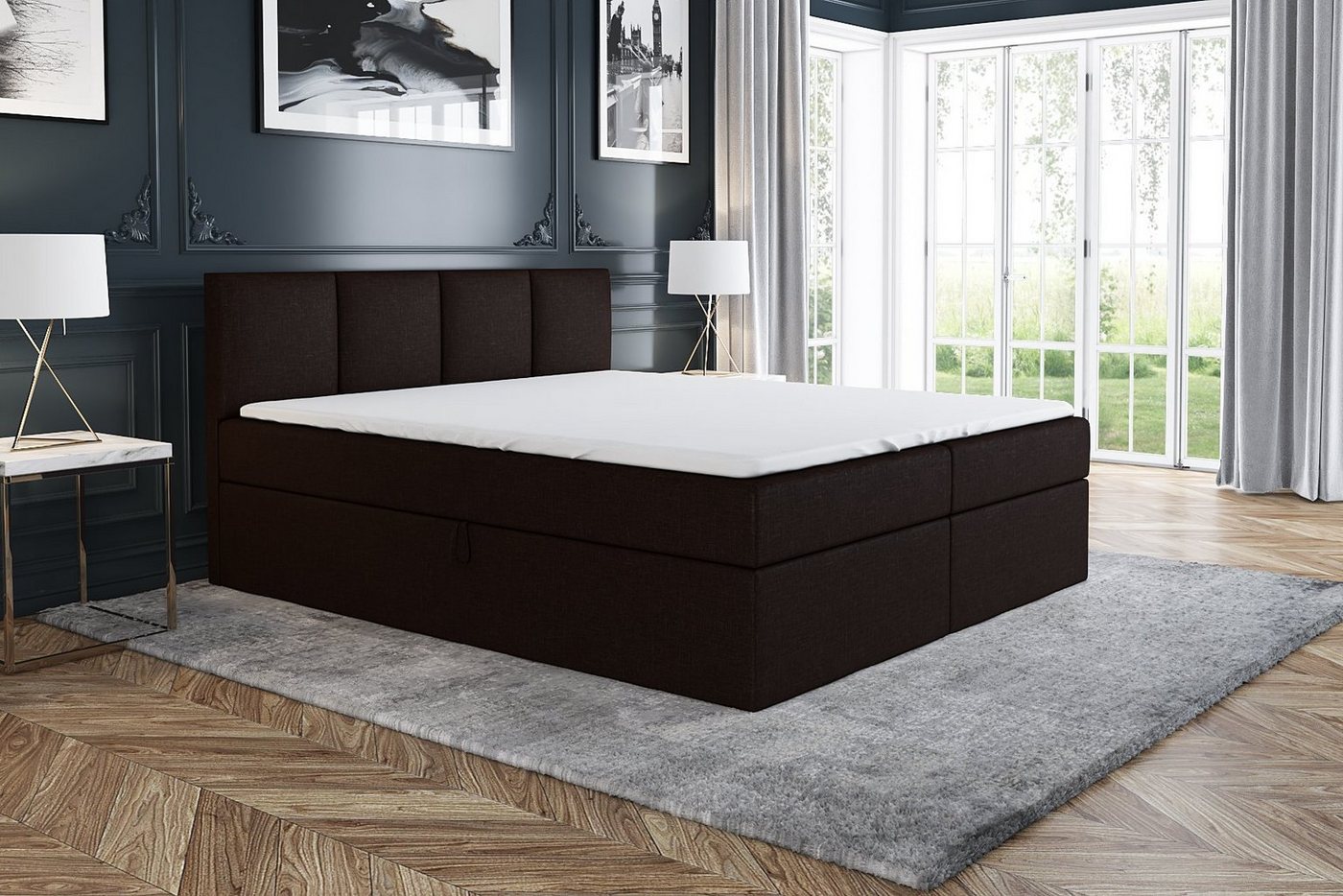 A&J MöbelLand GmbH Boxspringbett ABI mit 2 Bettkästen, Bonell-Matratze und Topper. von A&J MöbelLand GmbH