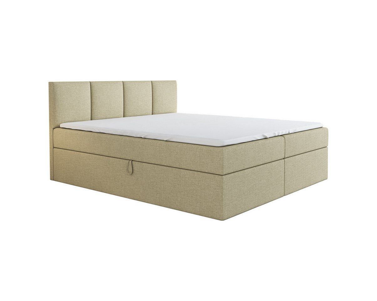 A&J MöbelLand GmbH Boxspringbett ABI mit Bettkasten, Topper und gepolstertem Kopfteil. (Boxspringbett mit Bettkasten und gepolstertem Kopfteil. Inclusive Topper!, TOP ANGEBOT), Länge 208cm Höhe 106 cm von A&J MöbelLand GmbH