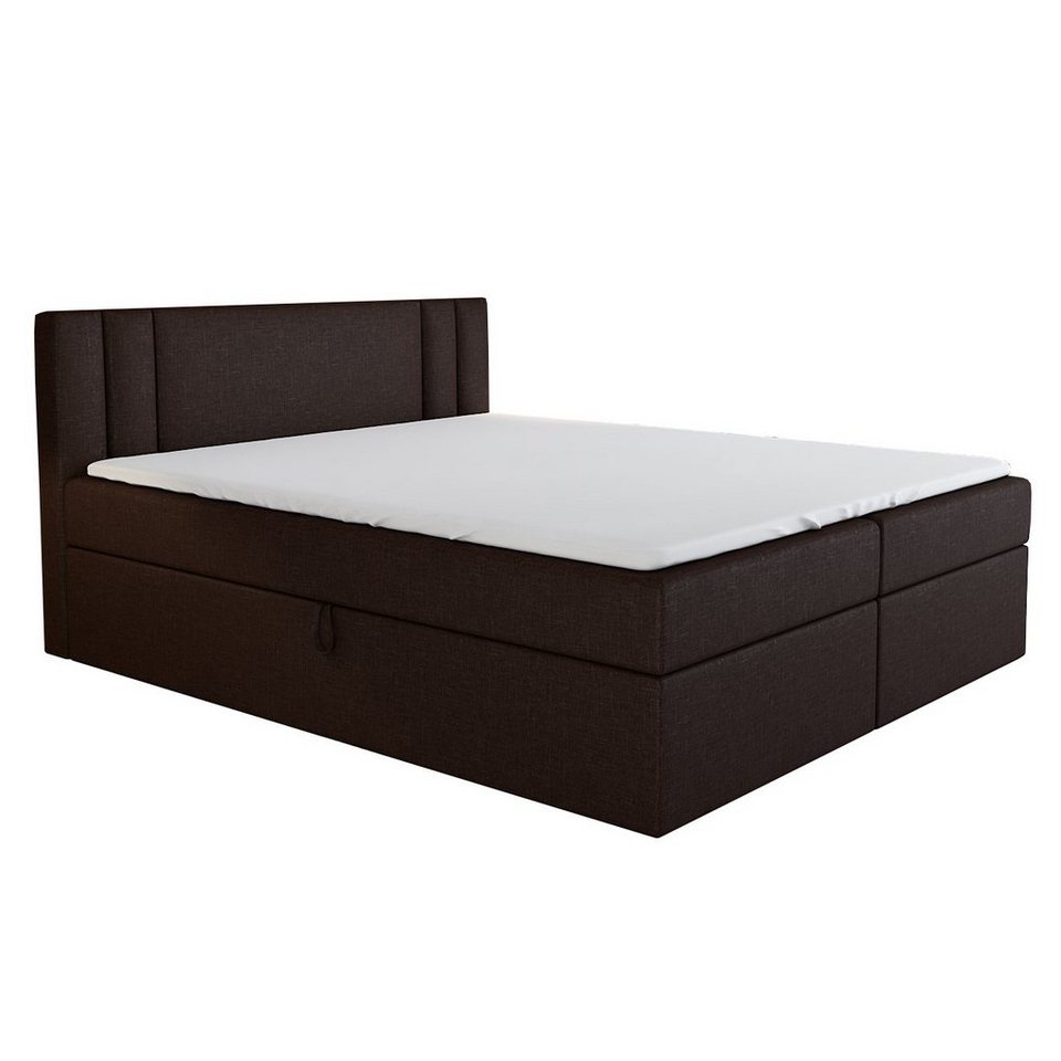 A&J MöbelLand GmbH Boxspringbett AKI mit Bettkasten, Topper und gepolstertem Kopfteil. (Boxspringbett mit Bettkasten und gepolstertem Kopfteil. Inclusive Topper !, TOP ANGEBOT), Länge 208 cm Höhe 106 cm von A&J MöbelLand GmbH
