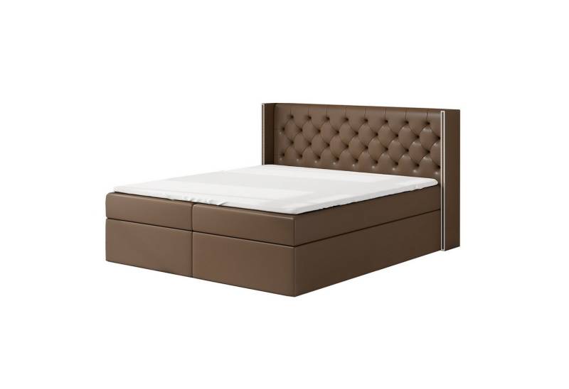 A&J MöbelLand GmbH Boxspringbett ASTA mit 2 Bettkästen, Bonell-Matratze und Topper. (Boxspringbett mit Bettkasten und gepolstertem Kopfteil. Inclusive Topper !, TOP ANGEBOT), Länge 208 cm Höhe 106 cm von A&J MöbelLand GmbH