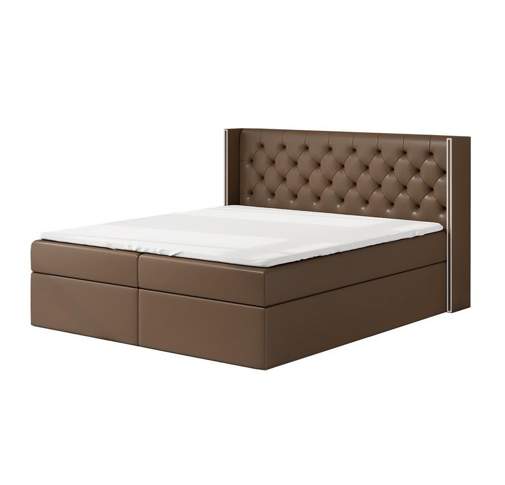 A&J MöbelLand GmbH Boxspringbett ASTA mit 2 Bettkästen, Bonell-Matratze und Topper. (Boxspringbett mit Bettkasten und gepolstertem Kopfteil. Inclusive Topper !, TOP ANGEBOT), Länge 208 cm Höhe 106 cm von A&J MöbelLand GmbH