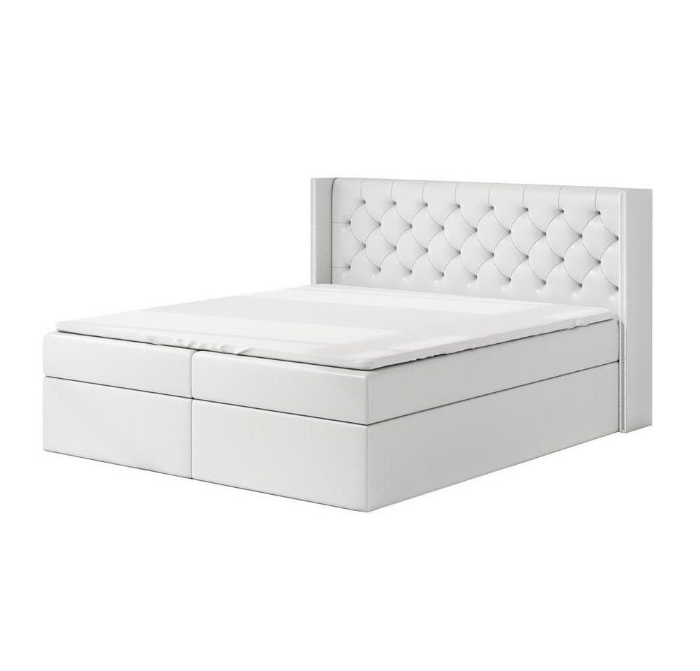 A&J MöbelLand GmbH Boxspringbett ASTA mit 2 Bettkästen, Bonell-Matratze und Topper. (Boxspringbett mit Bettkasten und gepolstertem Kopfteil. Inclusive Topper !, TOP ANGEBOT), Länge 208 cm Höhe 106 cm von A&J MöbelLand GmbH