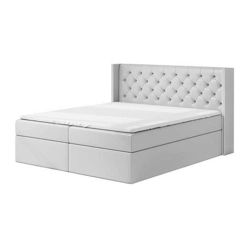 A&J MöbelLand GmbH Boxspringbett ASTA mit 2 Bettkästen, Bonell-Matratze und Topper. (Boxspringbett mit Bettkasten und gepolstertem Kopfteil. Inclusive Topper !, TOP ANGEBOT), Länge 208 cm Höhe 106 cm von A&J MöbelLand GmbH