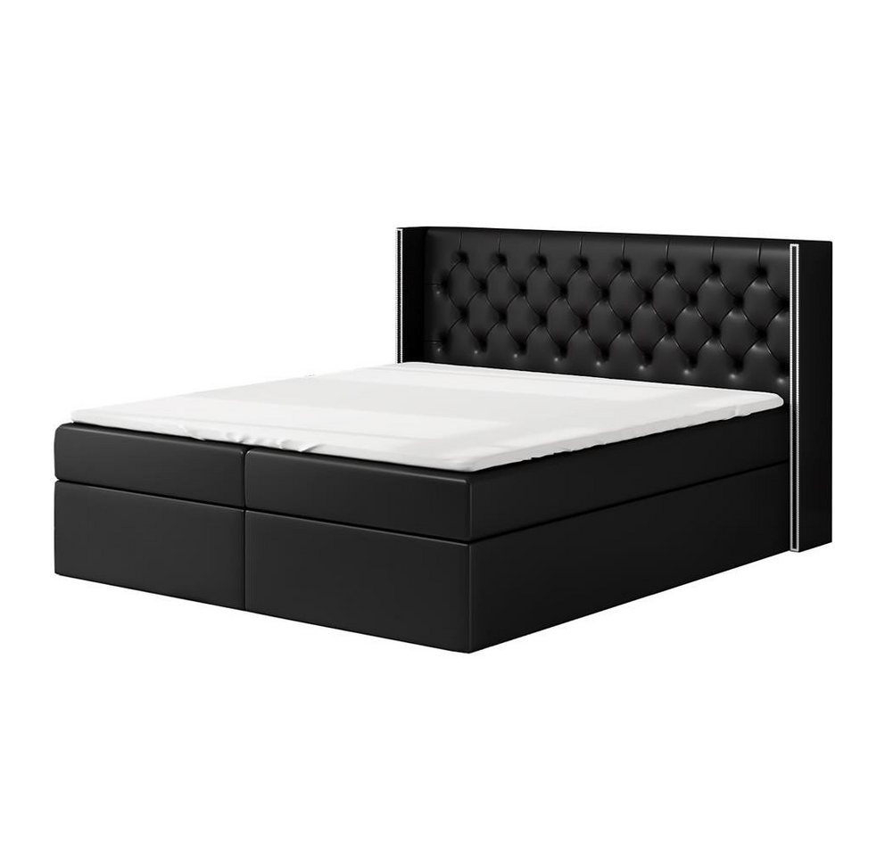 A&J MöbelLand GmbH Boxspringbett ASTA mit 2 Bettkästen, Bonell-Matratze und Topper. (Boxspringbett mit Bettkasten und gepolstertem Kopfteil. Inclusive Topper !, TOP ANGEBOT), Länge 208 cm Höhe 106 cm von A&J MöbelLand GmbH