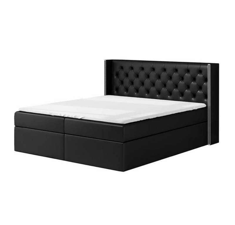 A&J MöbelLand GmbH Boxspringbett ASTA mit 2 Bettkästen, Bonell-Matratze und Topper. (Boxspringbett mit Bettkasten und gepolstertem Kopfteil. Inclusive Topper !, TOP ANGEBOT), Länge 208 cm Höhe 106 cm von A&J MöbelLand GmbH