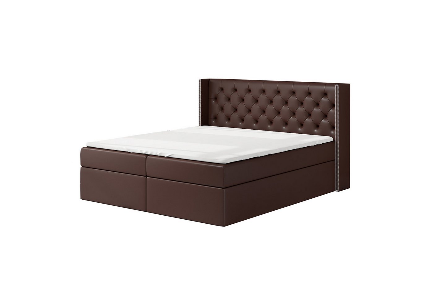 A&J MöbelLand GmbH Boxspringbett ASTA mit 2 Bettkästen, Bonell-Matratze und Topper. (Boxspringbett mit Bettkasten und gepolstertem Kopfteil. Inclusive Topper !, TOP ANGEBOT), Länge 208 cm Höhe 106 cm von A&J MöbelLand GmbH