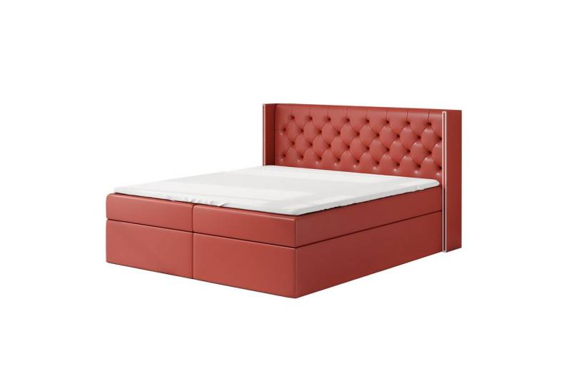 A&J MöbelLand GmbH Boxspringbett ASTA mit 2 Bettkästen, Bonell-Matratze und Topper. (Boxspringbett mit Bettkasten und gepolstertem Kopfteil. Inclusive Topper !, TOP ANGEBOT), Länge 208 cm Höhe 106 cm von A&J MöbelLand GmbH