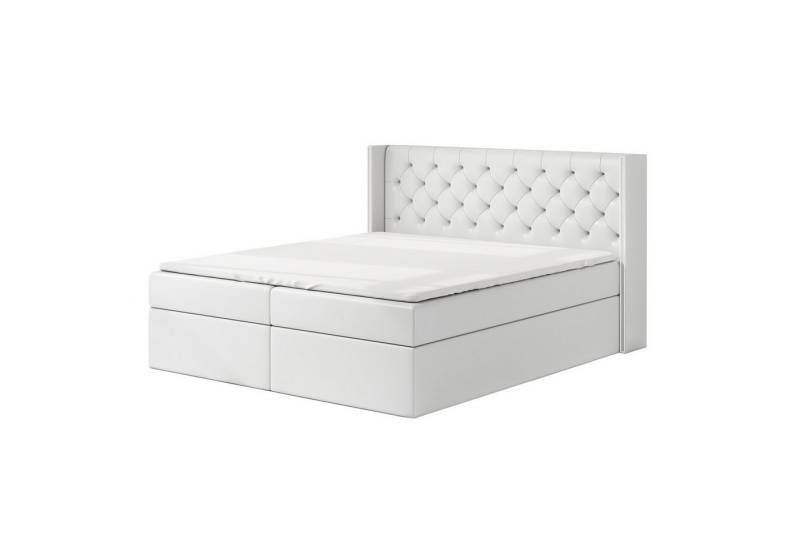 A&J MöbelLand GmbH Boxspringbett ASTA mit 2 Bettkästen, Bonell-Matratze und Topper. (Boxspringbett mit Bettkasten und gepolstertem Kopfteil. Inclusive Topper !, TOP ANGEBOT), Länge 208 cm Höhe 106 cm von A&J MöbelLand GmbH