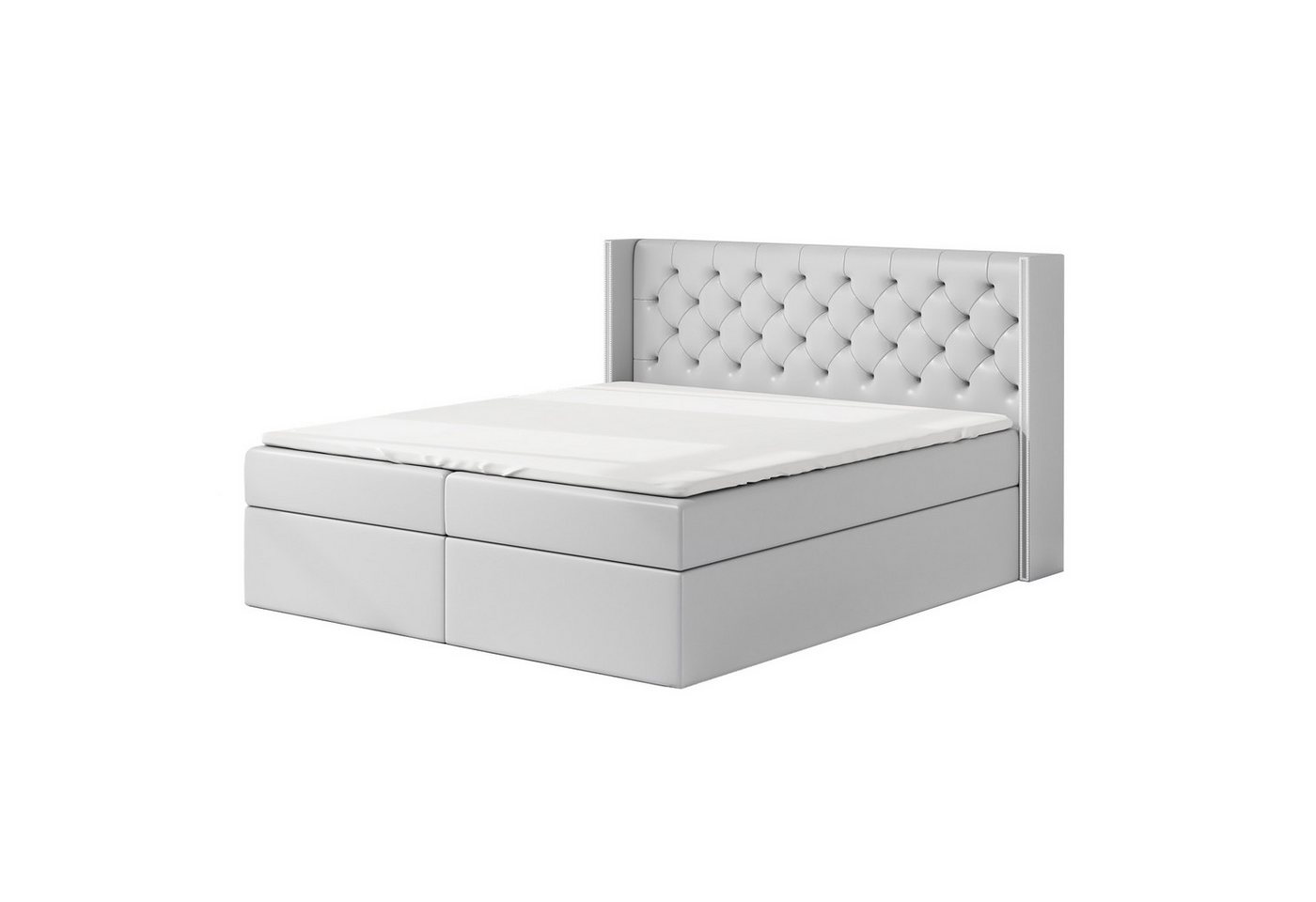 A&J MöbelLand GmbH Boxspringbett ASTA mit 2 Bettkästen, Bonell-Matratze und Topper. (Boxspringbett mit Bettkasten und gepolstertem Kopfteil. Inclusive Topper !, TOP ANGEBOT), Länge 208 cm Höhe 106 cm von A&J MöbelLand GmbH