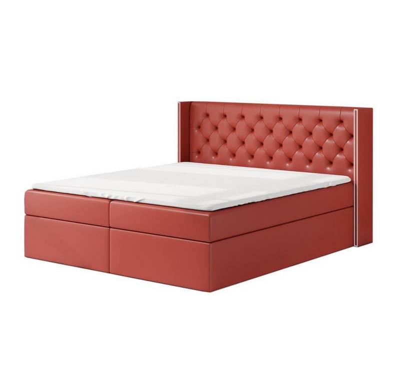 A&J MöbelLand GmbH Boxspringbett ASTA mit 2 Bettkästen, Bonell-Matratze und Topper. (Boxspringbett mit Bettkasten und gepolstertem Kopfteil. Inclusive Topper !, TOP ANGEBOT), Länge 208 cm Höhe 106 cm von A&J MöbelLand GmbH