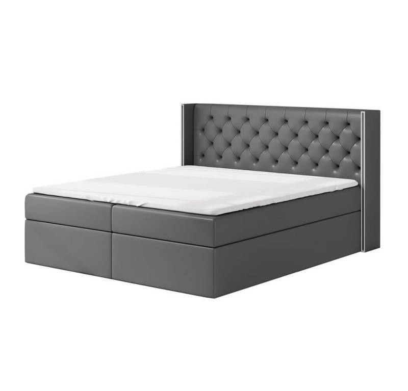 A&J MöbelLand GmbH Boxspringbett ASTA mit 2 Bettkästen, Bonell-Matratze und Topper. (Boxspringbett mit Bettkasten und gepolstertem Kopfteil. Inclusive Topper !, TOP ANGEBOT), Länge 208 cm Höhe 106 cm von A&J MöbelLand GmbH