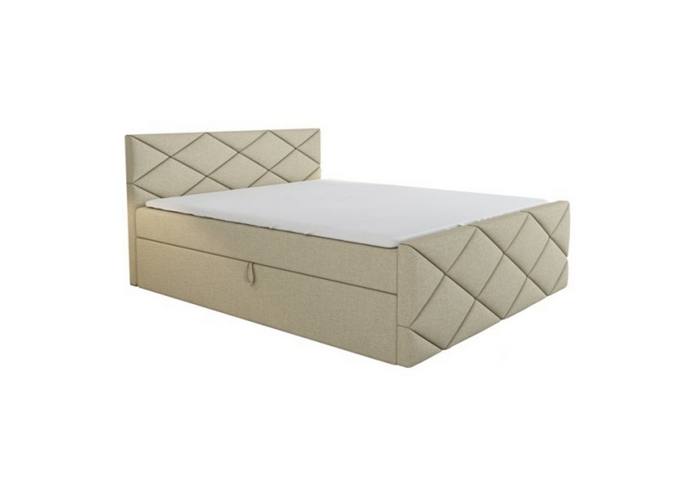 A&J MöbelLand GmbH Boxspringbett AXU mit Bettkasten, Topper und gepolstertem Kopfteil. (Boxspringbett mit Bettkasten und gepolstertem Kopfteil. Inclusive Topper!, TOP ANGEBOT), Länge 216 cm Höhe 106 cm von A&J MöbelLand GmbH