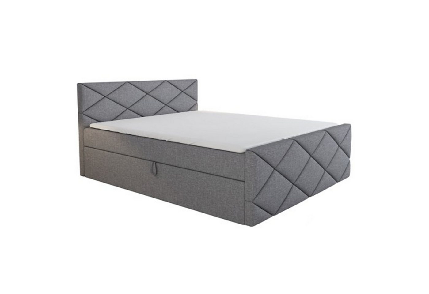 A&J MöbelLand GmbH Boxspringbett AXU mit Bettkasten, Topper und gepolstertem Kopfteil. (Boxspringbett mit Bettkasten und gepolstertem Kopfteil. Inclusive Topper!, TOP ANGEBOT), Länge 216 cm Höhe 106 cm von A&J MöbelLand GmbH