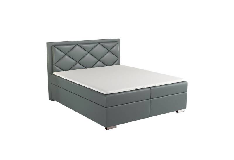 A&J MöbelLand GmbH Boxspringbett BERA mit 2 Bettkästen, Bonell-Matratze und Topper. (Boxspringbett mit Bettkasten und gepolstertem Kopfteil. Inclusive Topper!, TOP ANGEBOT), Länge 208 cm Höhe 106 cm von A&J MöbelLand GmbH