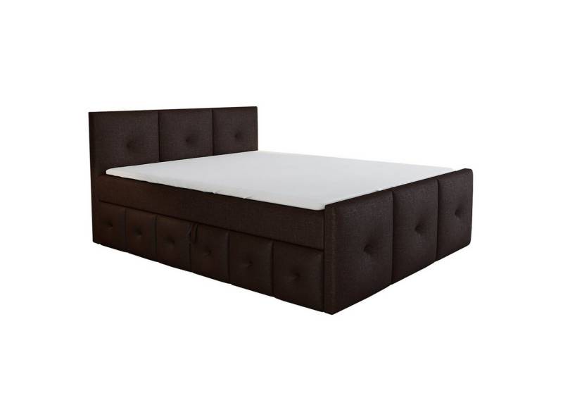 A&J MöbelLand GmbH Boxspringbett BOE mit Bettkasten, Topper und gepolstertem Kopfteil. (Boxspringbett mit Bettkasten und gepolstertem Kopfteil. Inclusive Topper !, TOP ANGEBOT), Länge 216 cm Höhe 106 cm von A&J MöbelLand GmbH